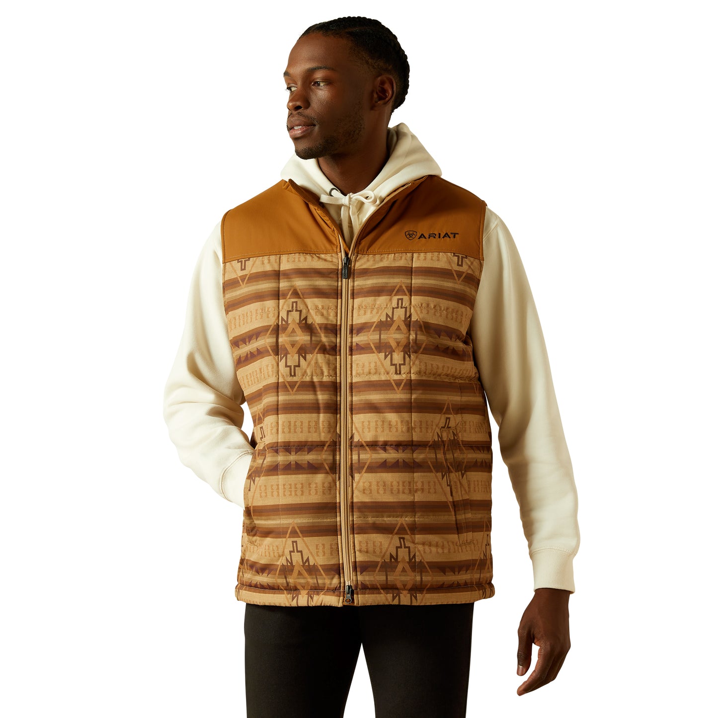 Ariat Men's Crius Tonal Serape Almond Khaki Insulated Vest 10062900