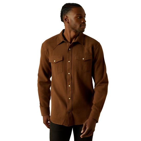 Ariat Men's Hyde Retro Fit Dark Brown Snap Shirt 10063147