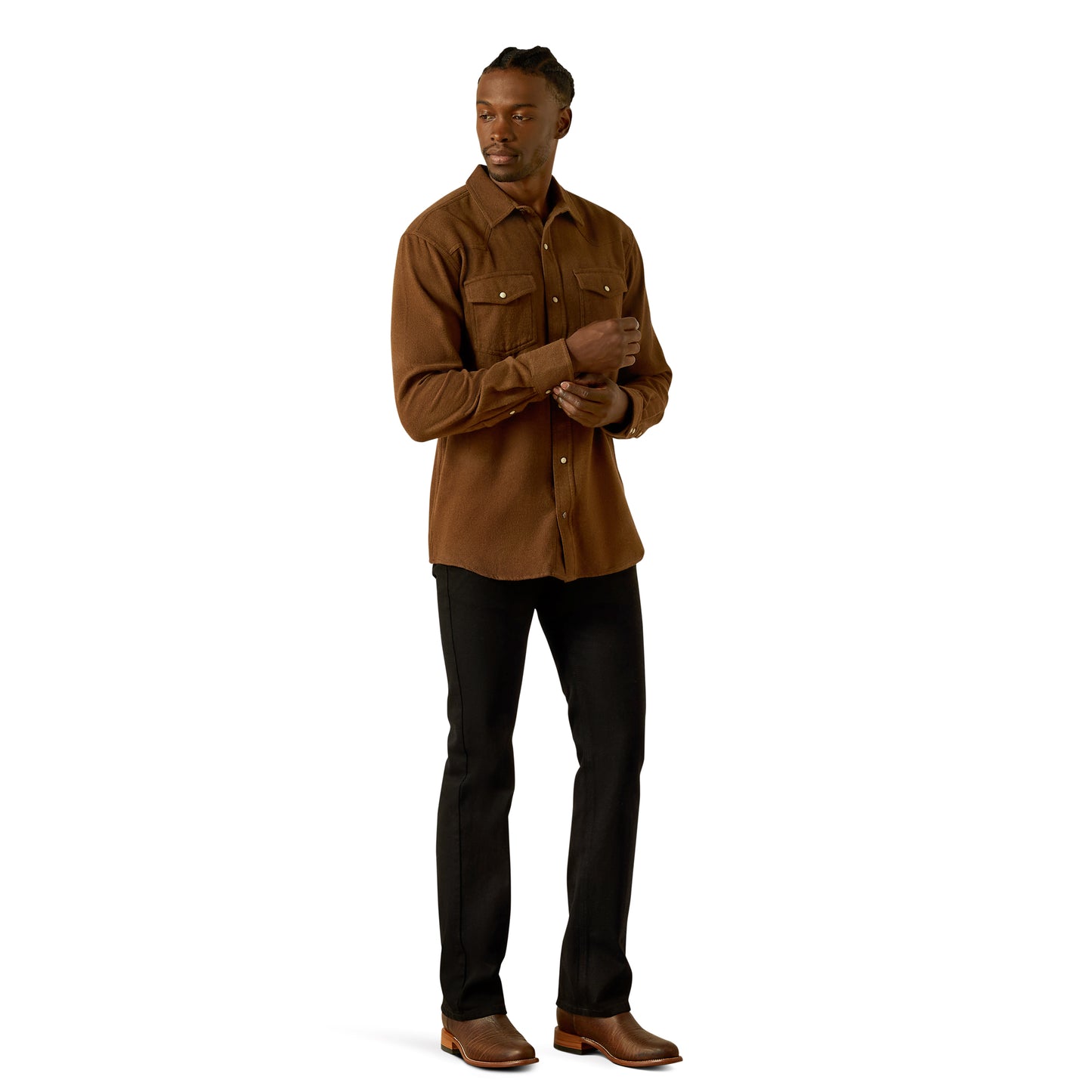 Ariat Men's Hyde Retro Fit Dark Brown Snap Shirt 10063147