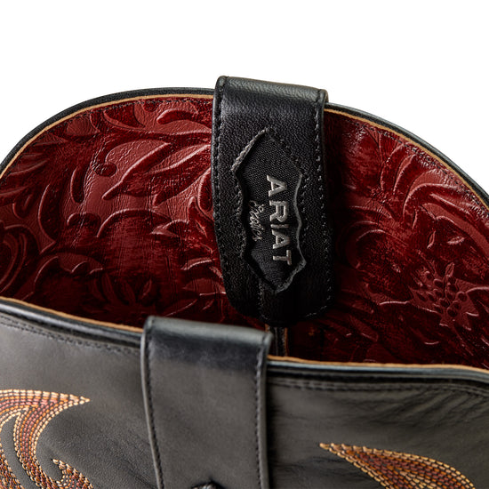 Ariat Men's Classic Cash Black Full Quill Ostrich Western Boots 10063776