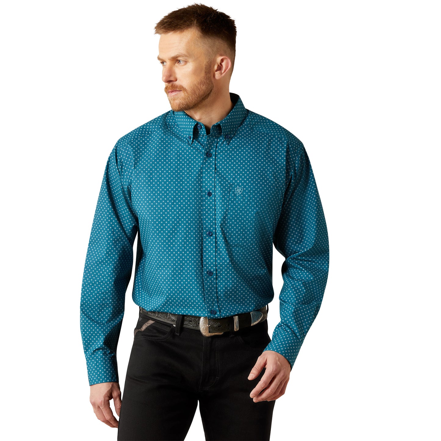 Ariat Men's Tyce Classic Fit Dark Teal Button Down Shirt 10065768