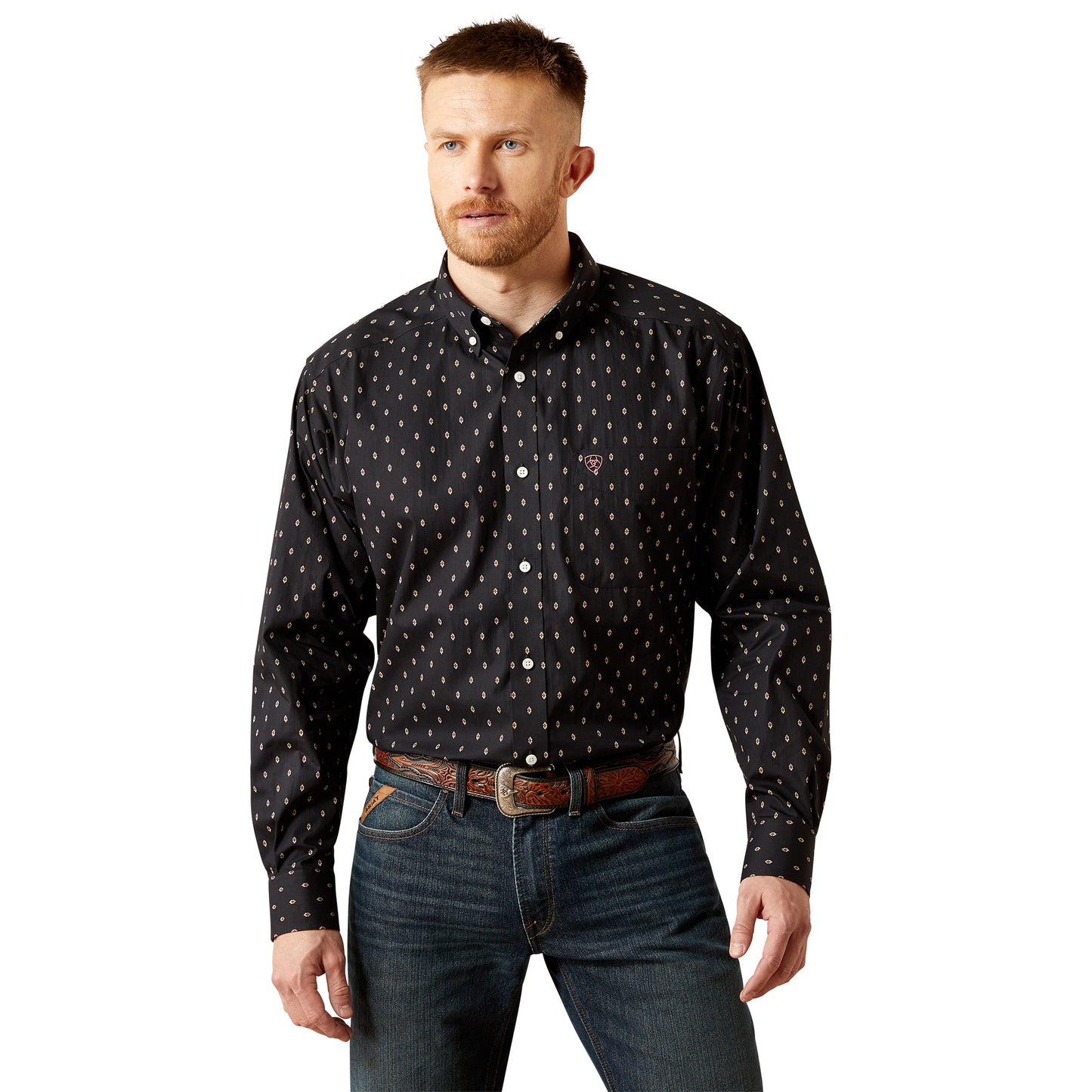 Ariat Men's Wrinkle Free Black Asher Classic Fit Shirt 10065780