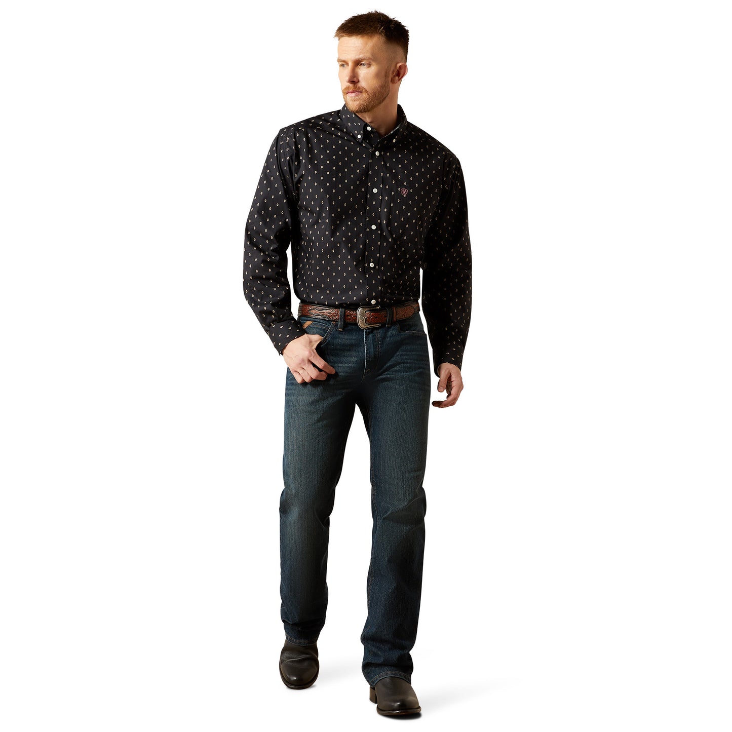 Ariat Men's Wrinkle Free Black Asher Classic Fit Shirt 10065780