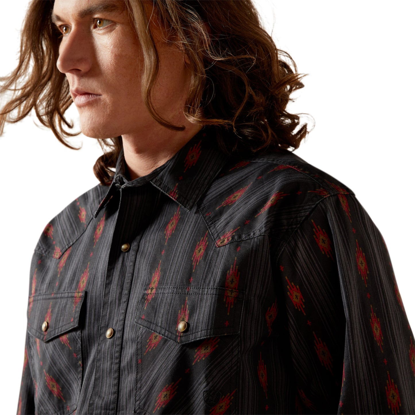 Ariat Men's Harrel Retro Black Fitted Snap Shirt 10065786