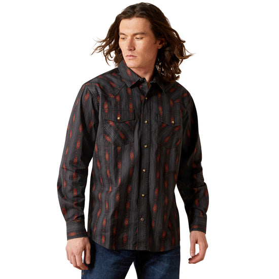 Ariat Men's Harrel Retro Black Fitted Snap Shirt 10065786