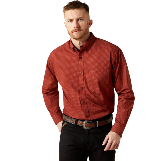 Ariat Men's Wren Classic Fit Dark Red Button Up Shirt 10065792