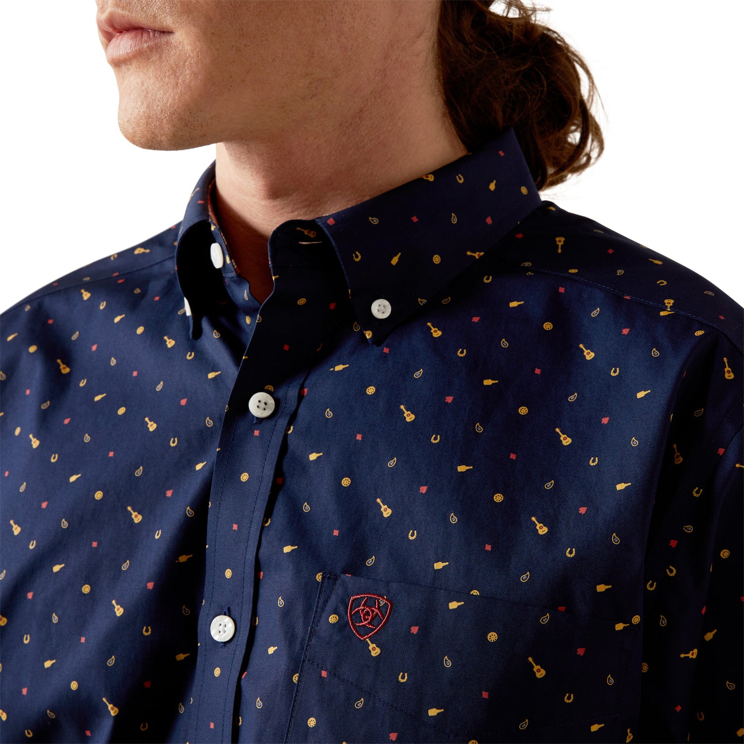 Ariat Men's Wrinkle Free Beaux Navy Fitted Long Sleeve Shirt 10065802