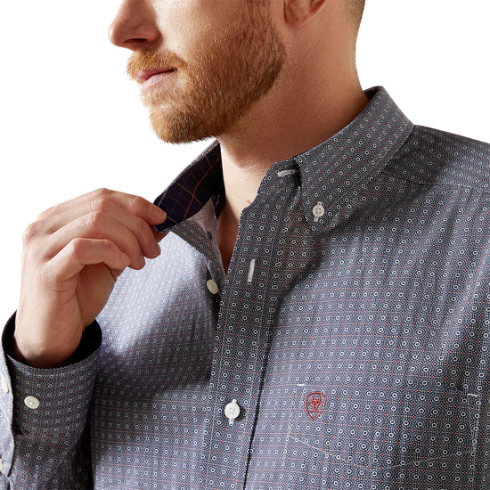 Ariat Men's Wrinkle Free Bowen Navy Classic Fit Shirt 10065806