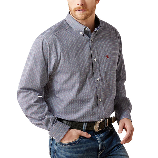 Ariat Men's Wrinkle Free Bowen Navy Classic Fit Shirt 10065806