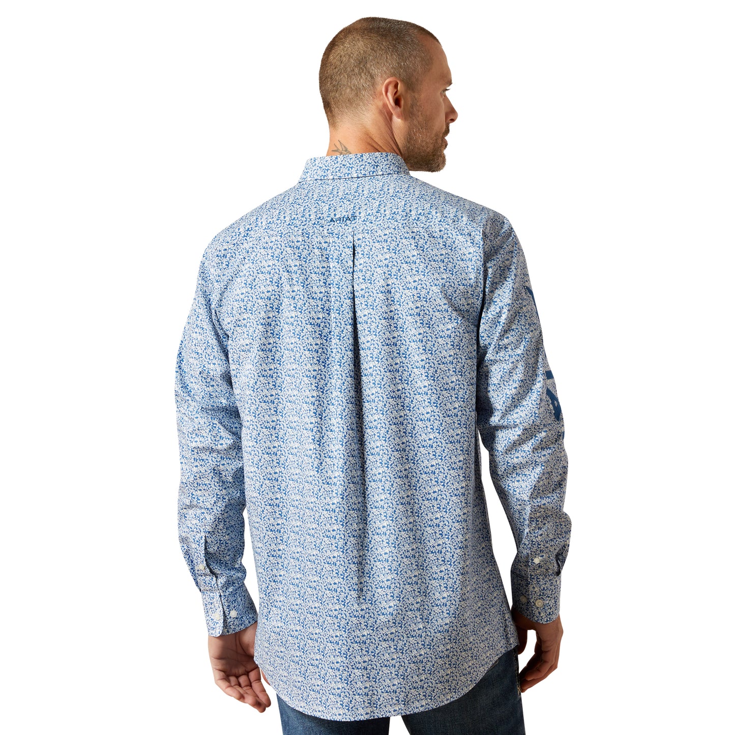 Ariat Men's Team Parks Blue & Navy Fitted Button Down Shirt 10065811