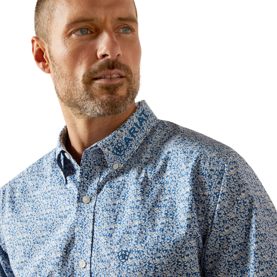 Ariat Men's Team Parks Blue & Navy Fitted Button Down Shirt 10065811