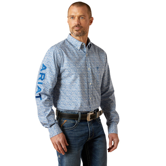 Ariat Men's Team Parks Blue & Navy Fitted Button Down Shirt 10065811