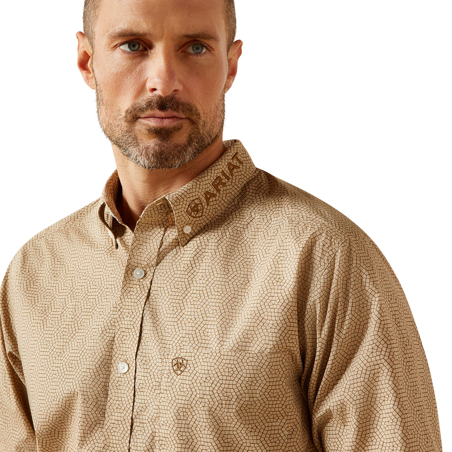 Ariat Men's Team Penn Khaki Fitted Button Down Shirt 10065812