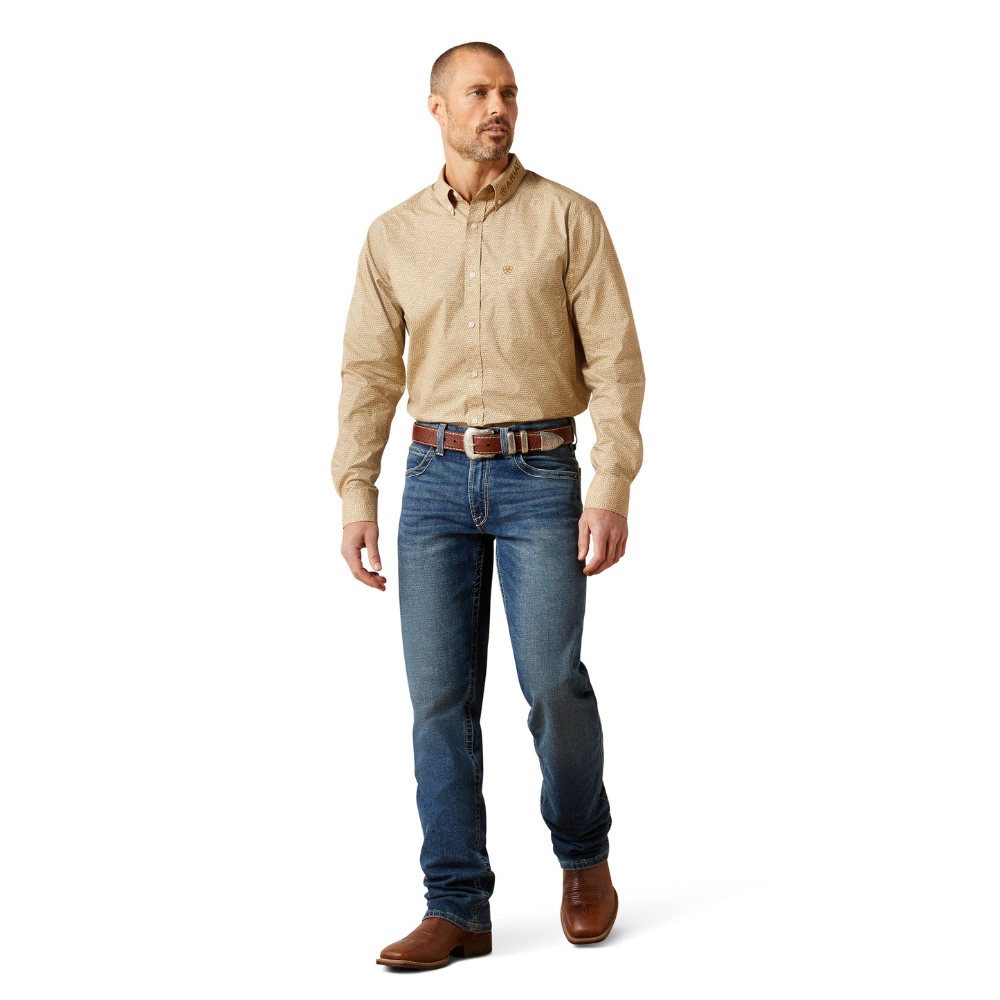 Ariat Men's Team Penn Khaki Fitted Button Down Shirt 10065812