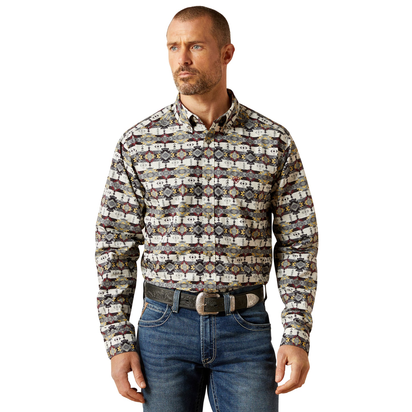 Ariat Men's Tomas Grey Fitted Button Down Shirt 10065816