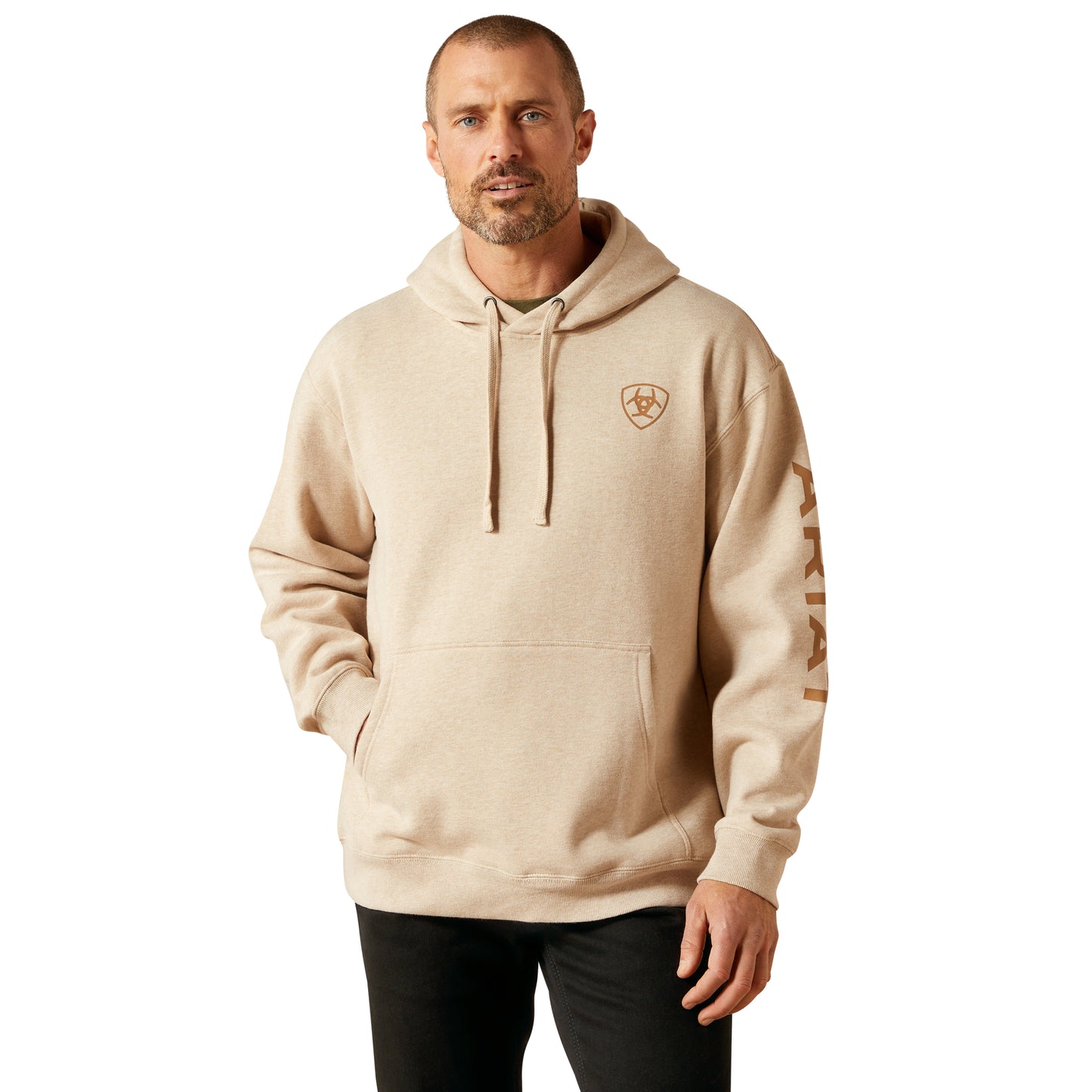 Ariat Men's Oatmeal Heather Logo Pullover Hoodie 10065838