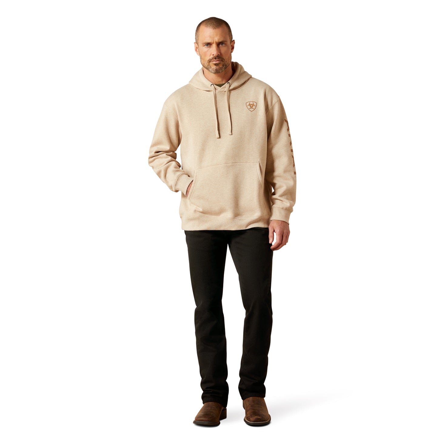 Ariat Men's Oatmeal Heather Logo Pullover Hoodie 10065838
