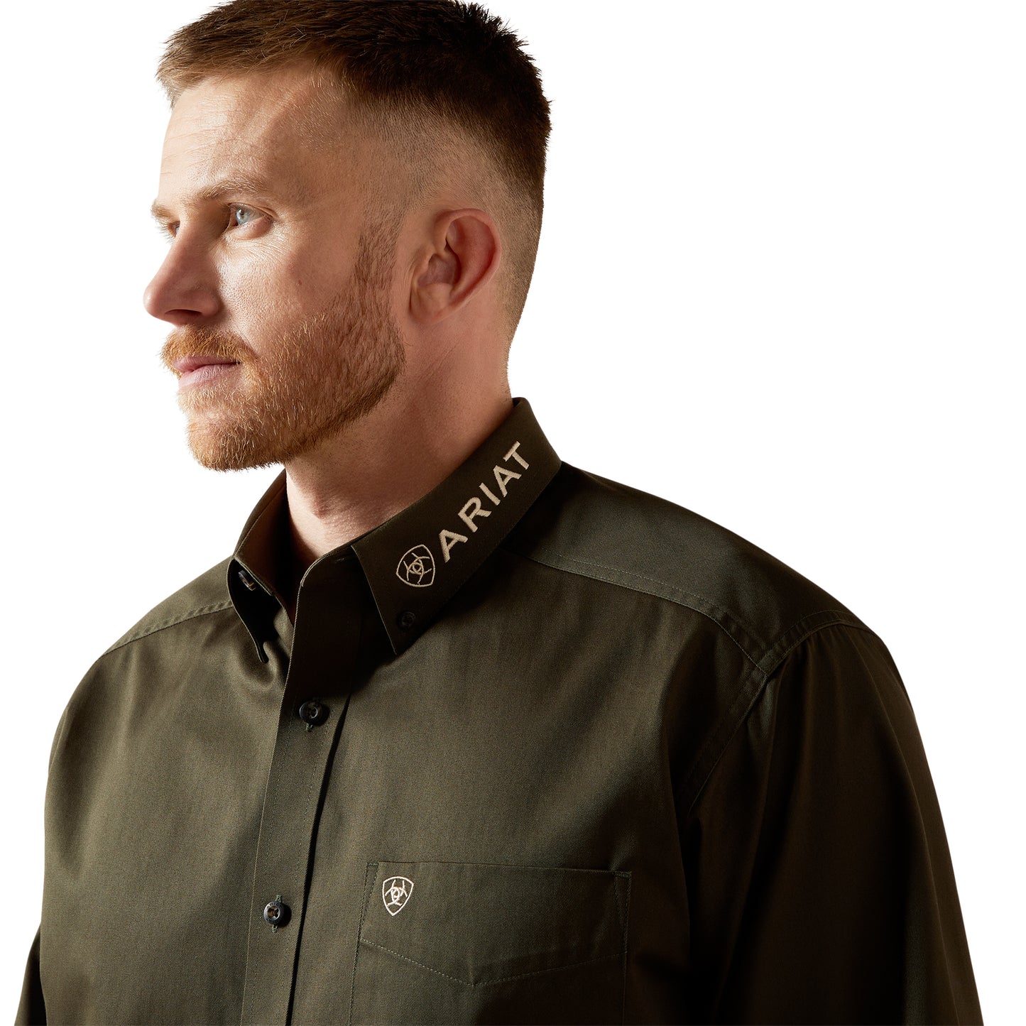 Ariat Men's Team Logo Twill Olive & Khaki Button Down Shirt 10065845