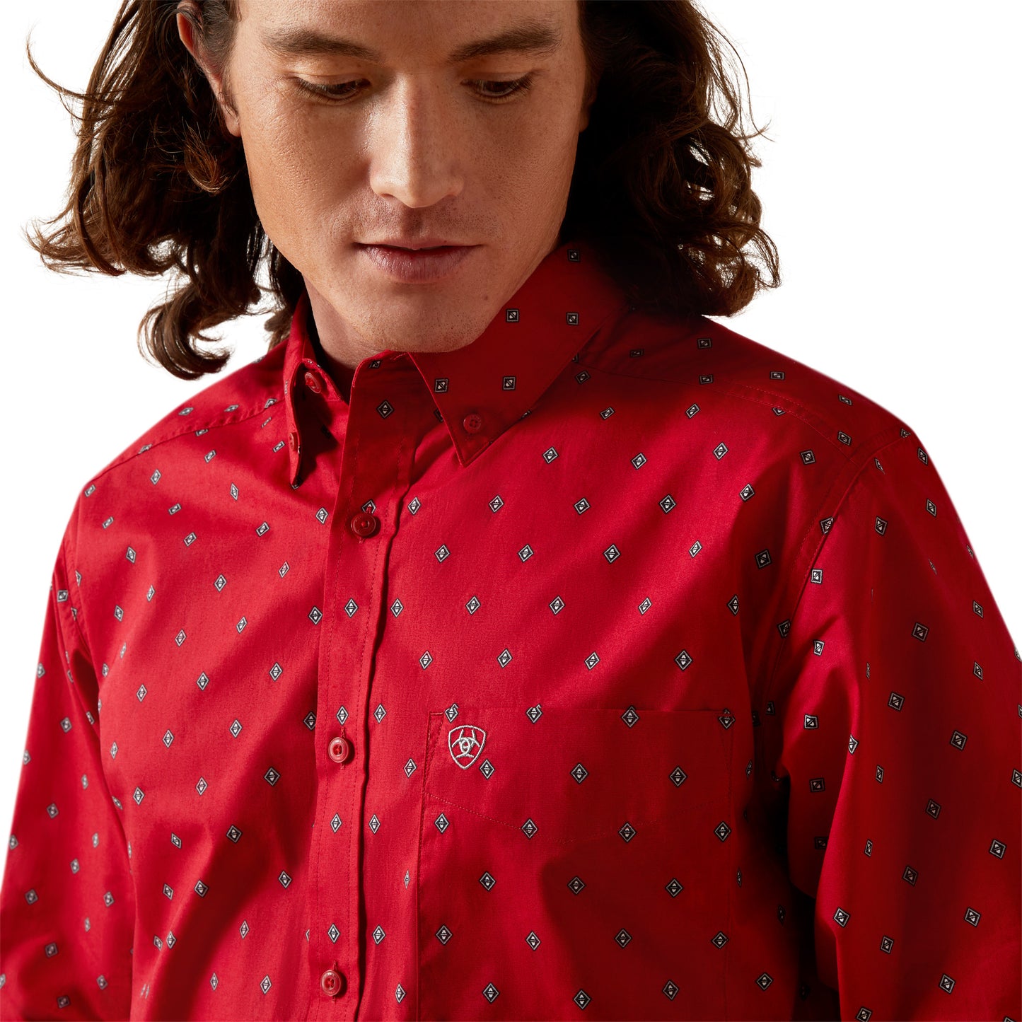 Ariat Men's Truett Red Fitted Button Down Shirt 10065847