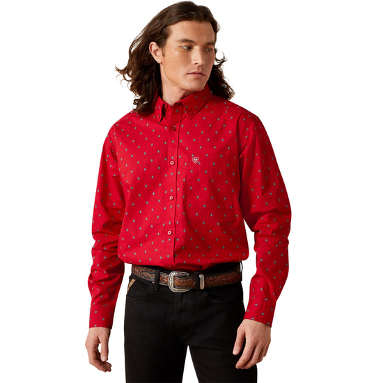Ariat Men's Truett Red Fitted Button Down Shirt 10065847