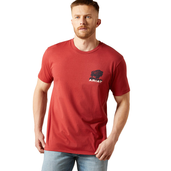 Ariat Men's Brick Red Buffalo Flag Graphic T-Shirt 10065897