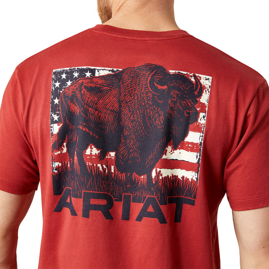 Ariat Men's Brick Red Buffalo Flag Graphic T-Shirt 10065897