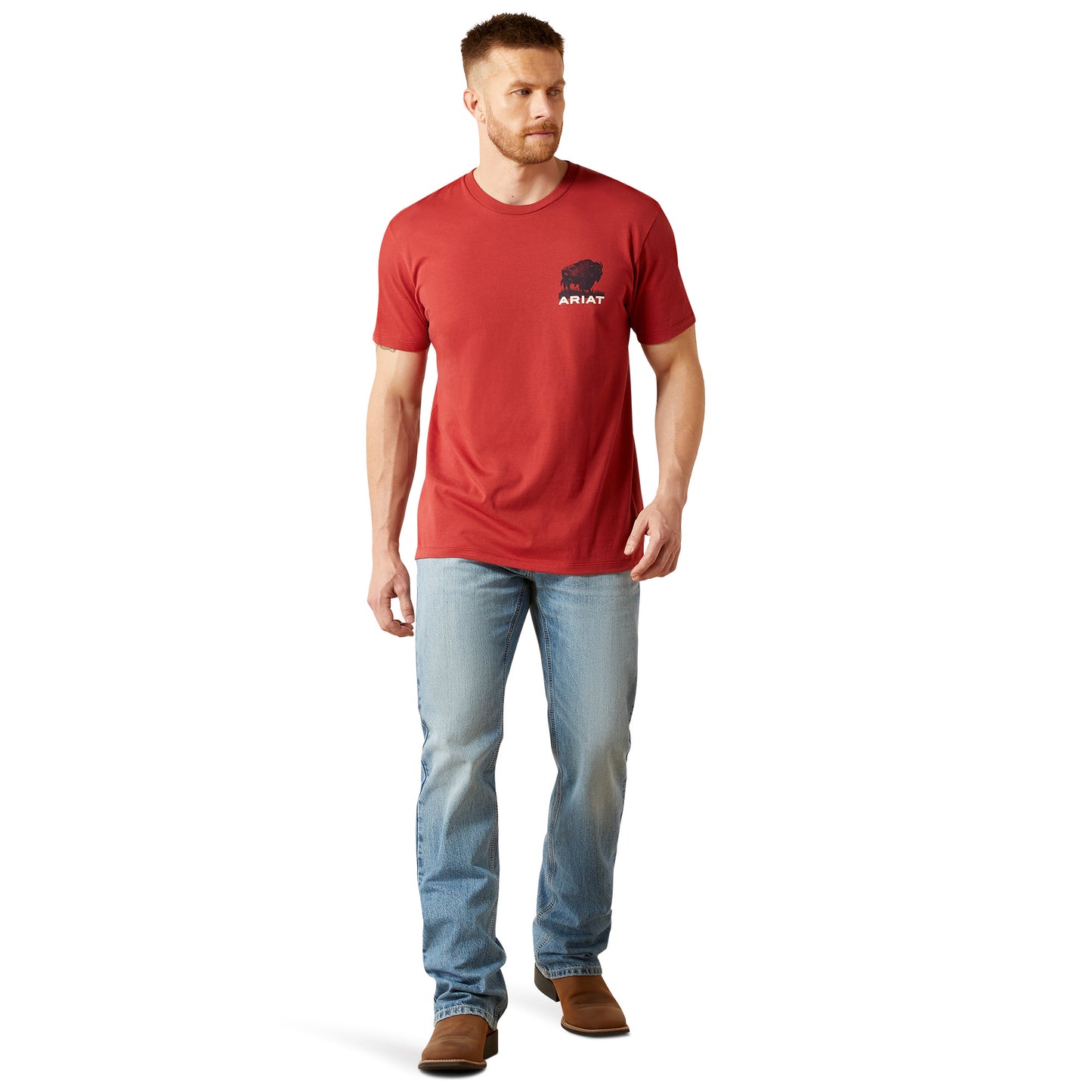 Ariat Men's Brick Red Buffalo Flag Graphic T-Shirt 10065897