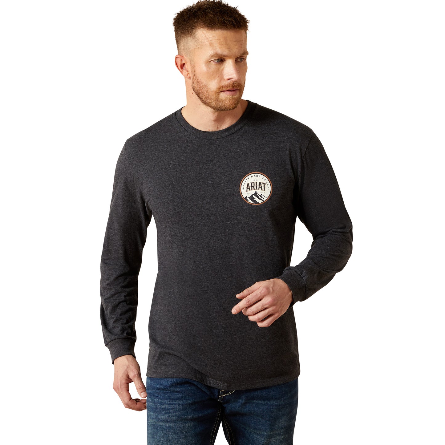 Ariat Men's Circle A Charcoal Heather Long Sleeve T-Shirt 10065903