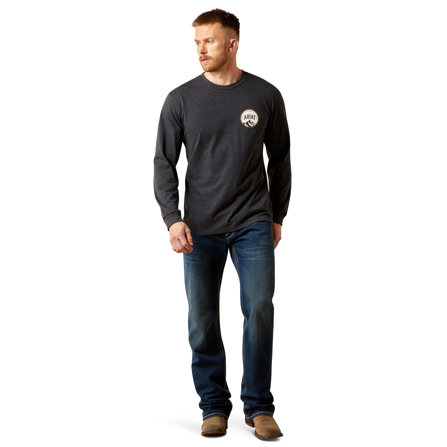 Ariat Men's Circle A Charcoal Heather Long Sleeve T-Shirt 10065903