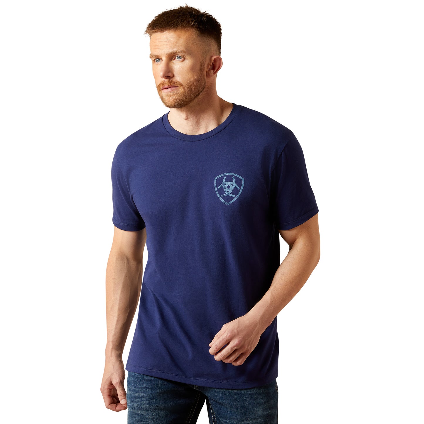 Ariat Men's New Vertical Logo Medieval Blue T-Shirt 10065905
