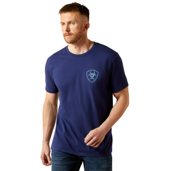 Ariat Men's New Vertical Logo Medieval Blue T-Shirt 10065905