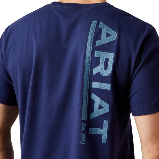 Ariat Men's New Vertical Logo Medieval Blue T-Shirt 10065905