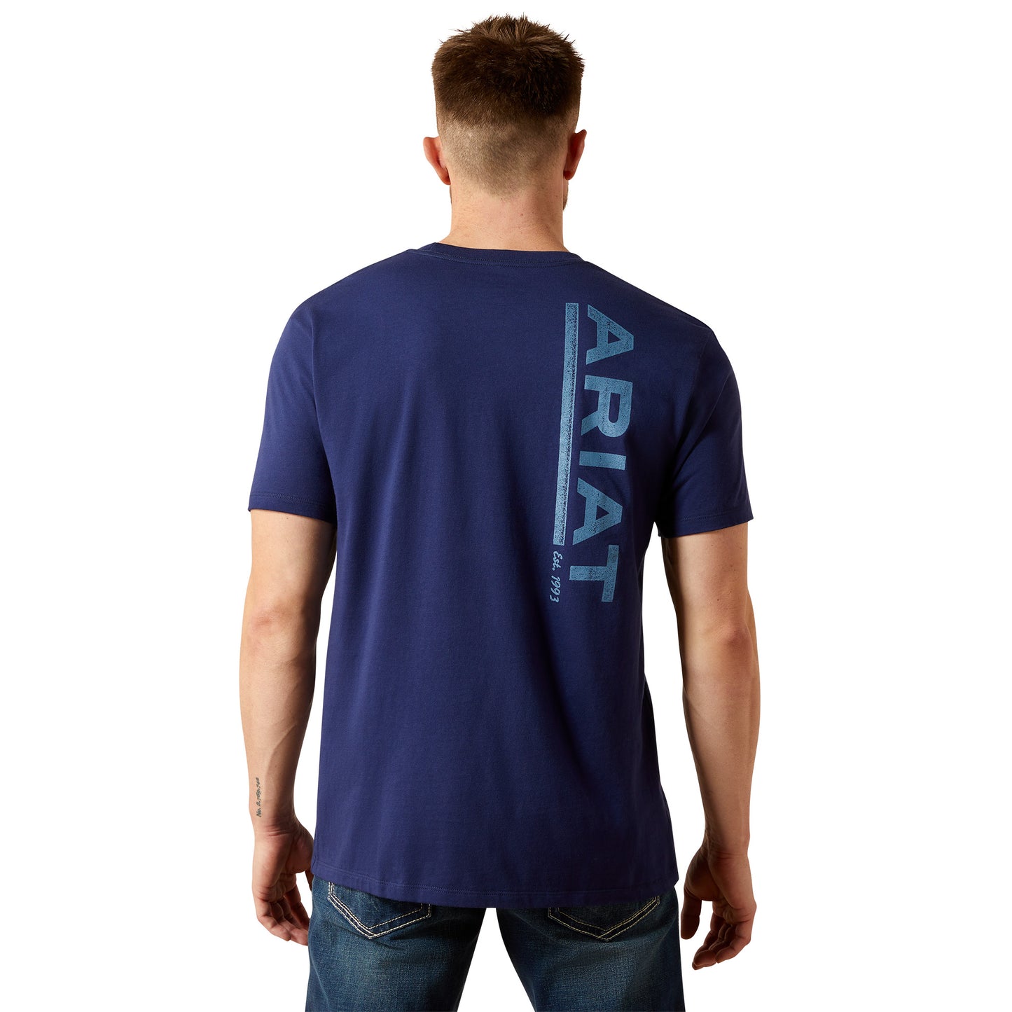 Ariat Men's New Vertical Logo Medieval Blue T-Shirt 10065905