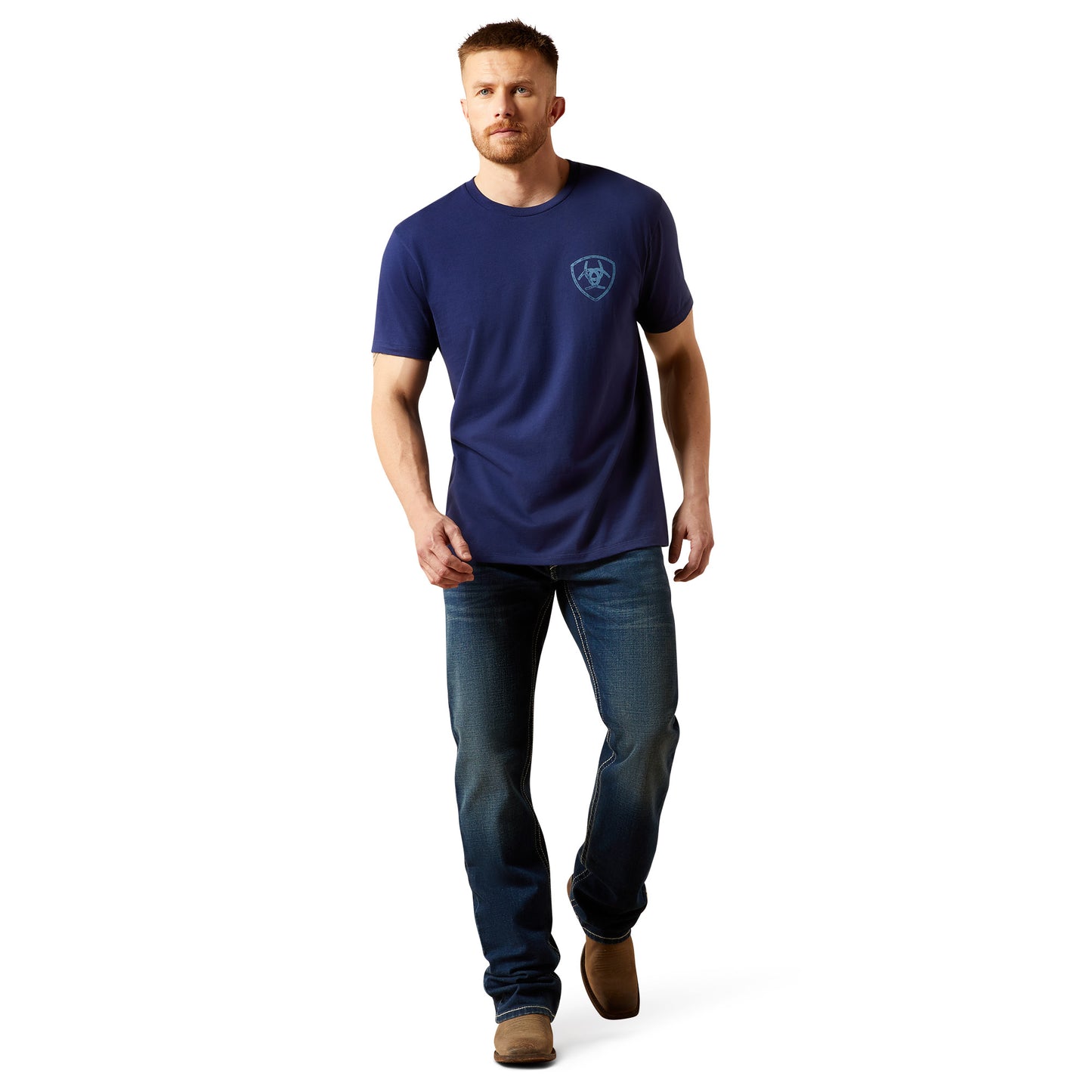 Ariat Men's New Vertical Logo Medieval Blue T-Shirt 10065905