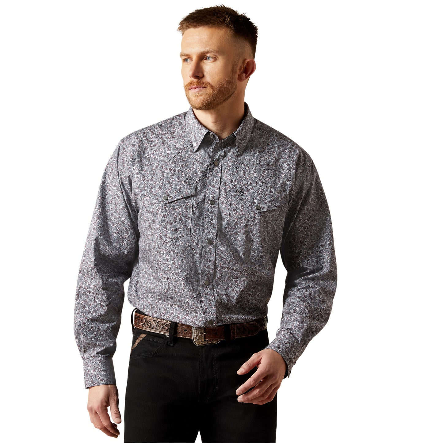 Ariat Men's Wrinkle Free Josiah Classic Fit Grey Shirt 10065971