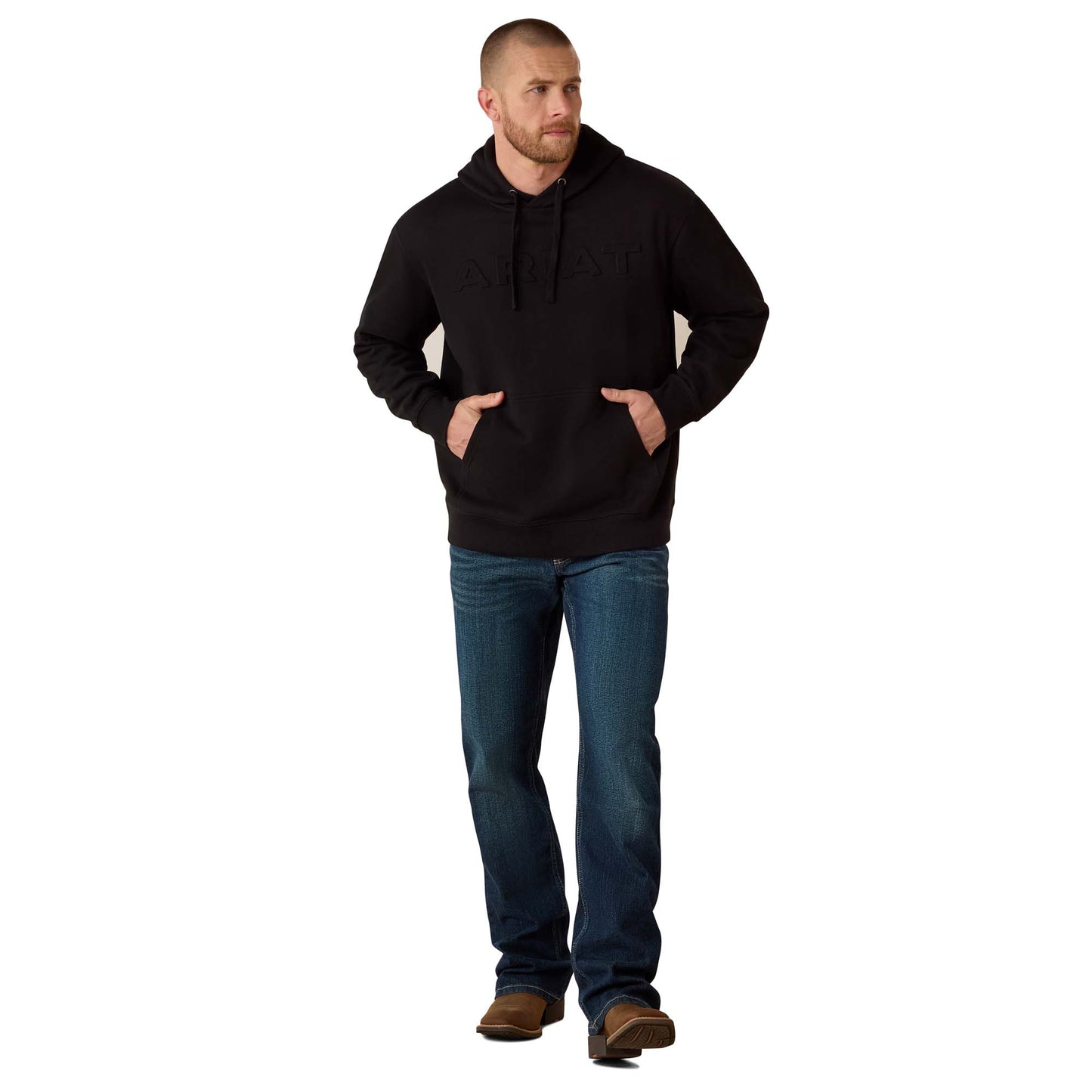 Ariat Men's Embossed Logo Black Hoodie 10073716