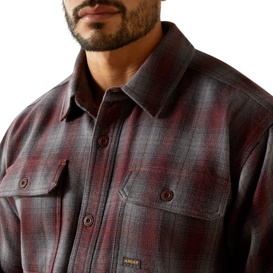 Ariat Men's Rebar Heavy Flannel Charcoal Work Shirt 10062338