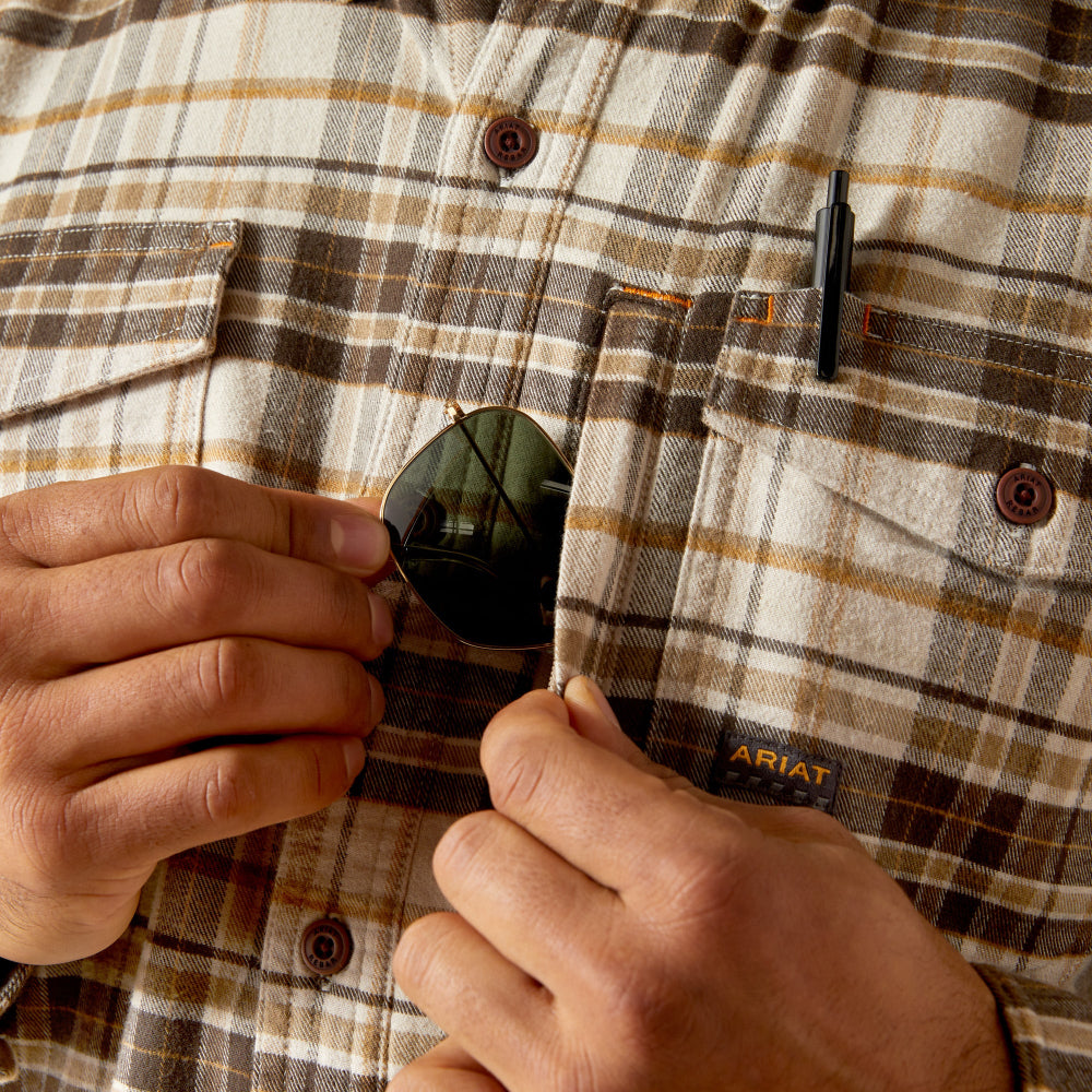 Ariat Men's Rebar Flannel DuraStretch Silver Lining Work Shirt 10062523