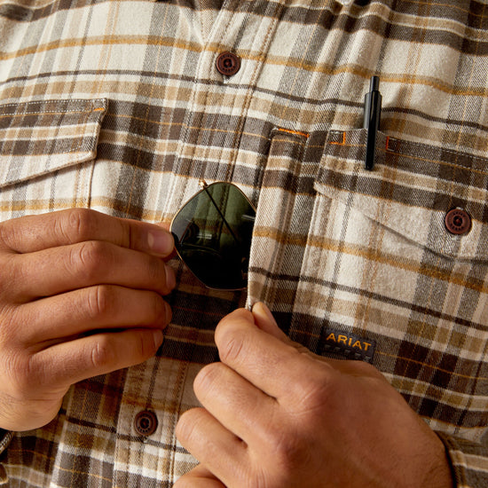 Ariat Men's Rebar Flannel DuraStretch Silver Lining Work Shirt 10062523