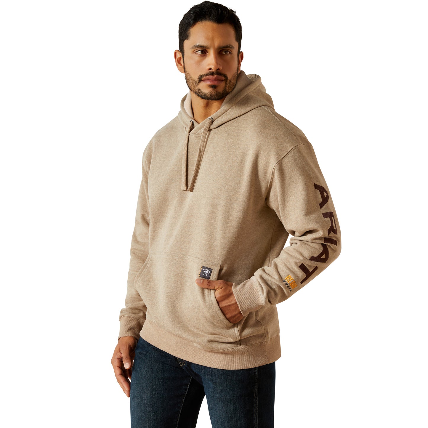 Ariat Men's Rebar Oatmeal Heather Graphic Hoodie 10062529