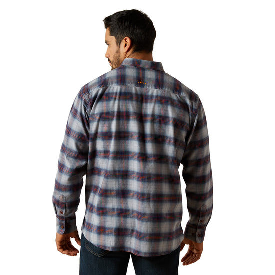 Ariat Men's Rebar Flannel DuraStretch Orion Blue Work Shirt 10062534