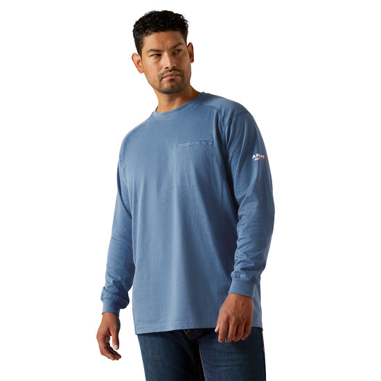 Ariat Men's FR Air Crew Medium Blue Work T-Shirt 10062563