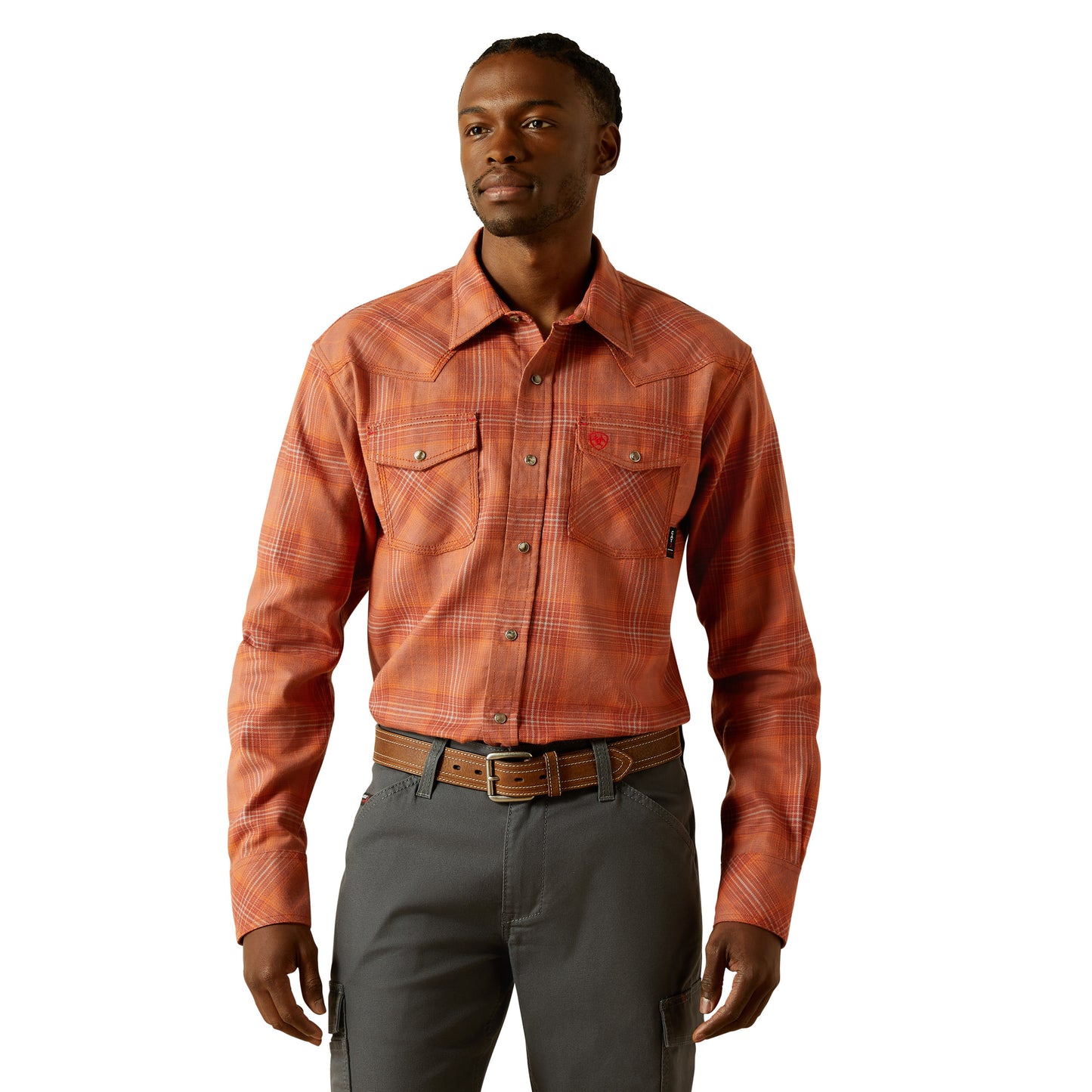 Ariat Men's FR Wayne Retro Bitter Chocolate Snap Work Shirt 10062745