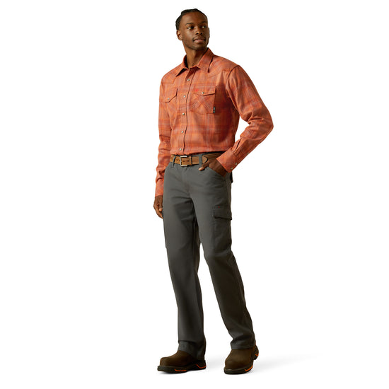 Ariat Men's FR Wayne Retro Bitter Chocolate Snap Work Shirt 10062745