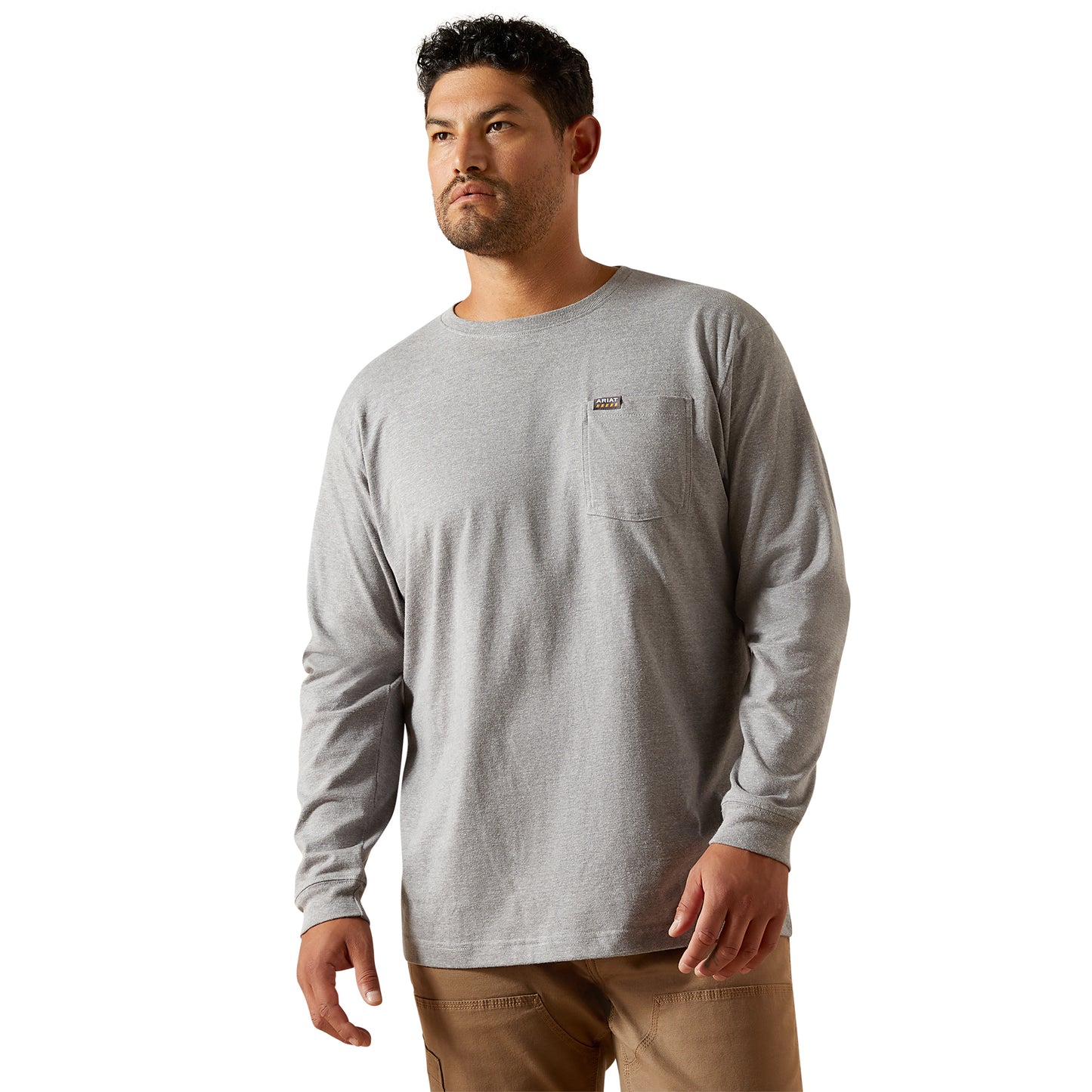 Ariat Men's Rebar Cotton Strong Heather Grey Standard Pocket T-Shirt 10062748
