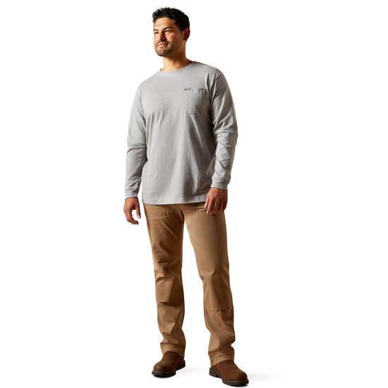 Ariat Men's Rebar Cotton Strong Heather Grey Standard Pocket T-Shirt 10062748