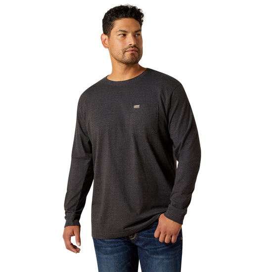 Ariat Men's Rebar Cotton Strong Standard Pocket Charcoal Heather T-Shirt 10062749