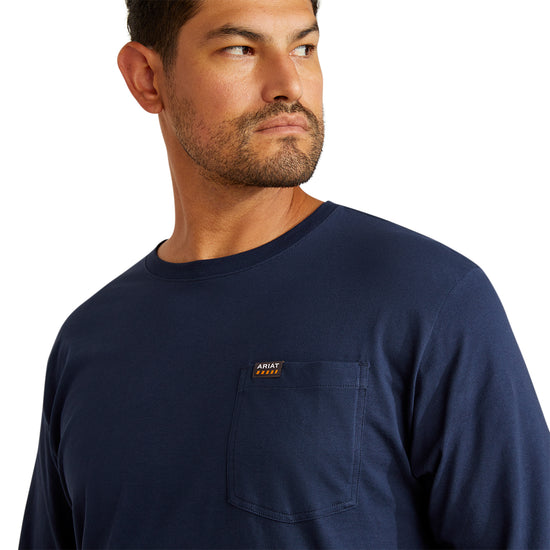Ariat Men's Rebar Cotton Strong Navy Standard Pocket T-Shirt 10062750