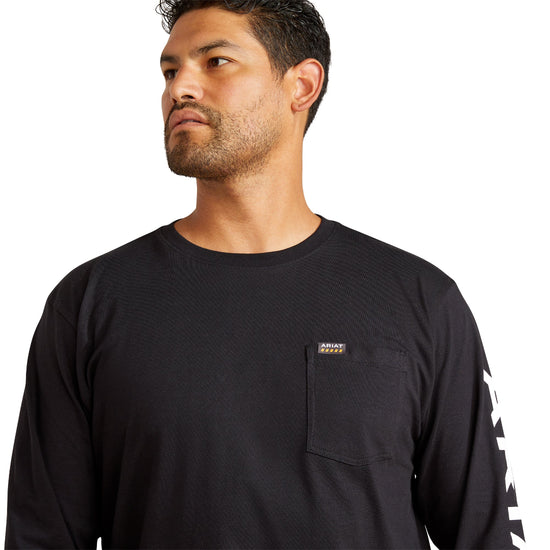 Ariat Men's Rebar Cotton Strong Black Standard Logo Pocket T-Shirt 10062752