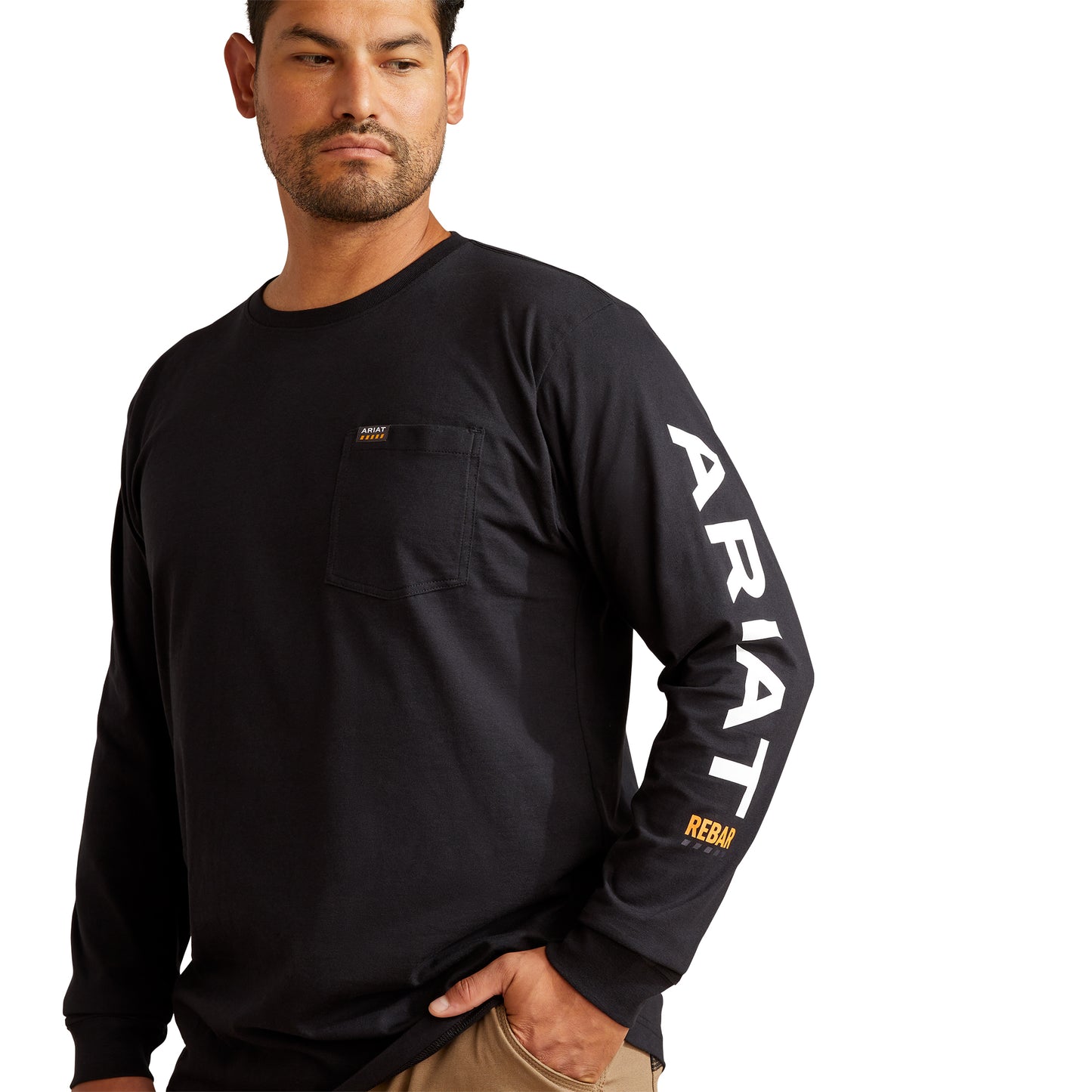 Ariat Men's Rebar Cotton Strong Black Standard Logo Pocket T-Shirt 10062752